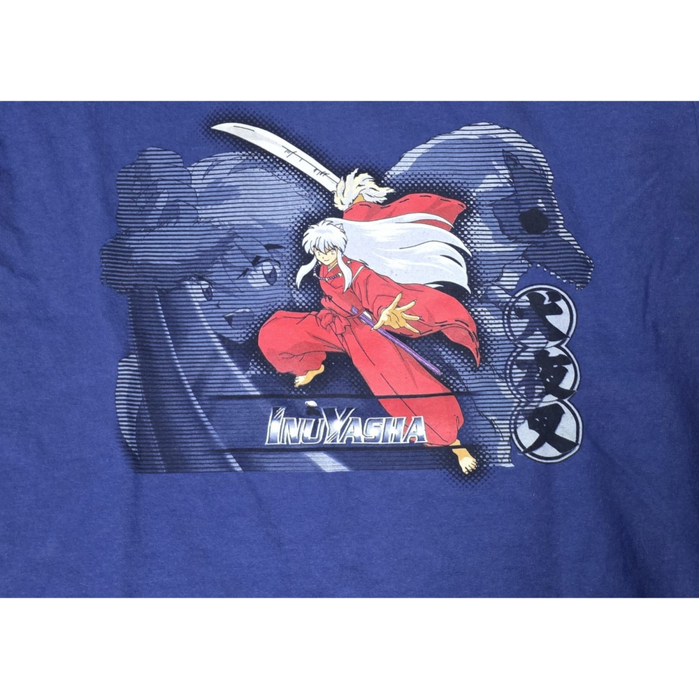 Inuyasha 2003 Vintage T-Shirt Blue, Size M Fade Design*RARE*